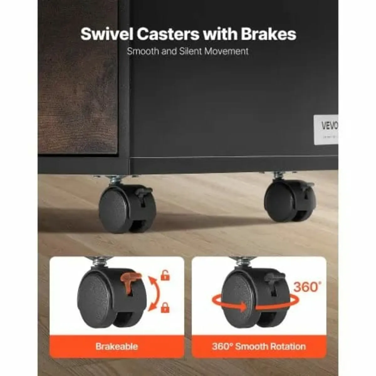 Wood File Cabinet, Mobile Filing Cabinet with Open - Image 3