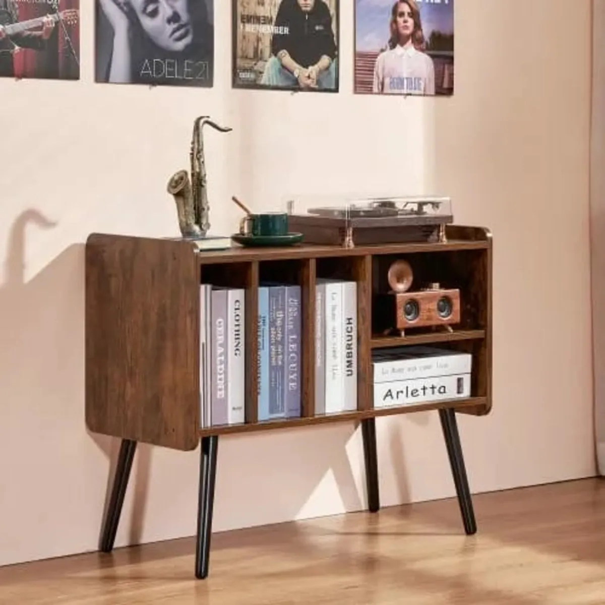 Record Player Stand, Turntable Stand Holds Up to 2 - Image 4