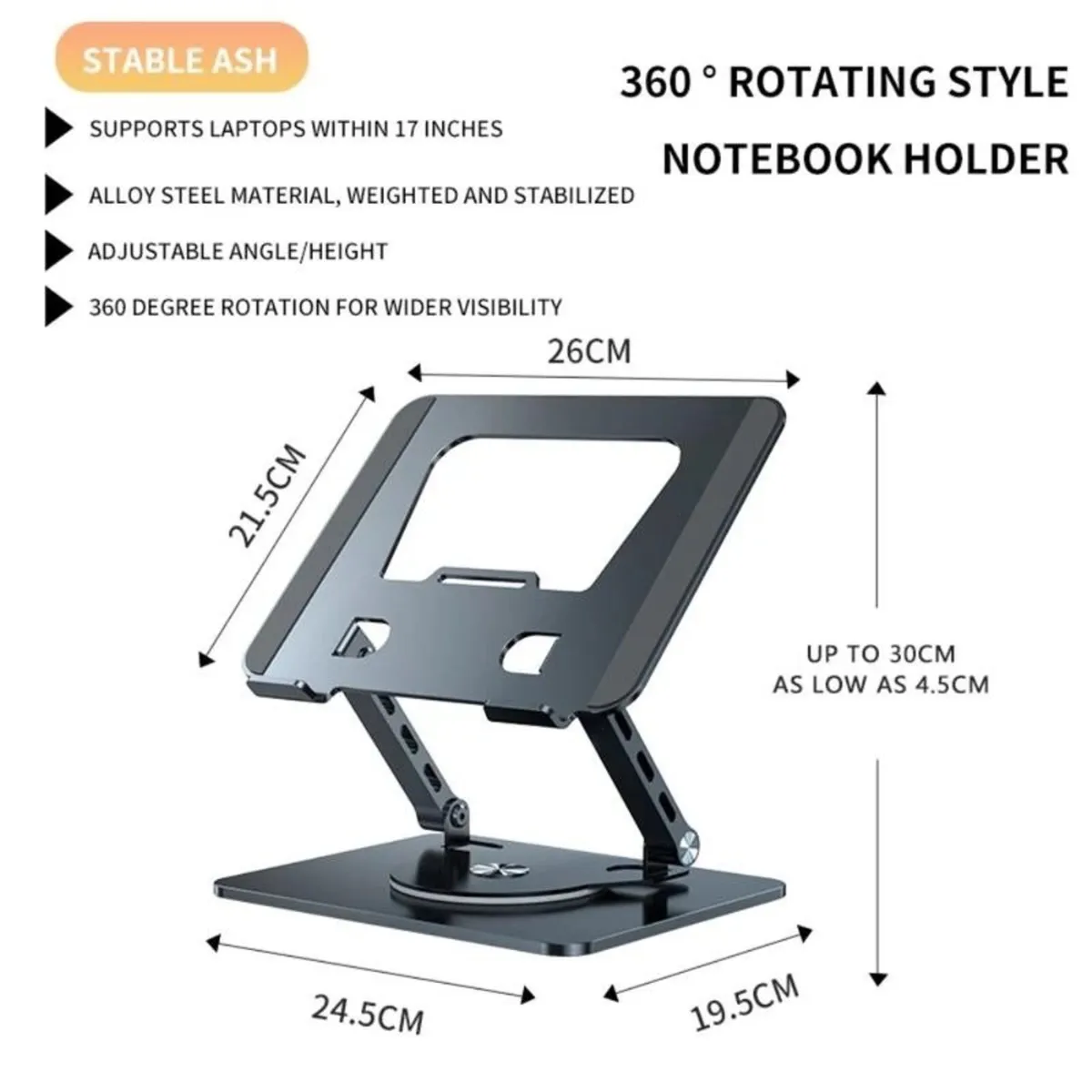 Cotecci LAPTOP Folding Rotating Aluminium Stand - Image 3
