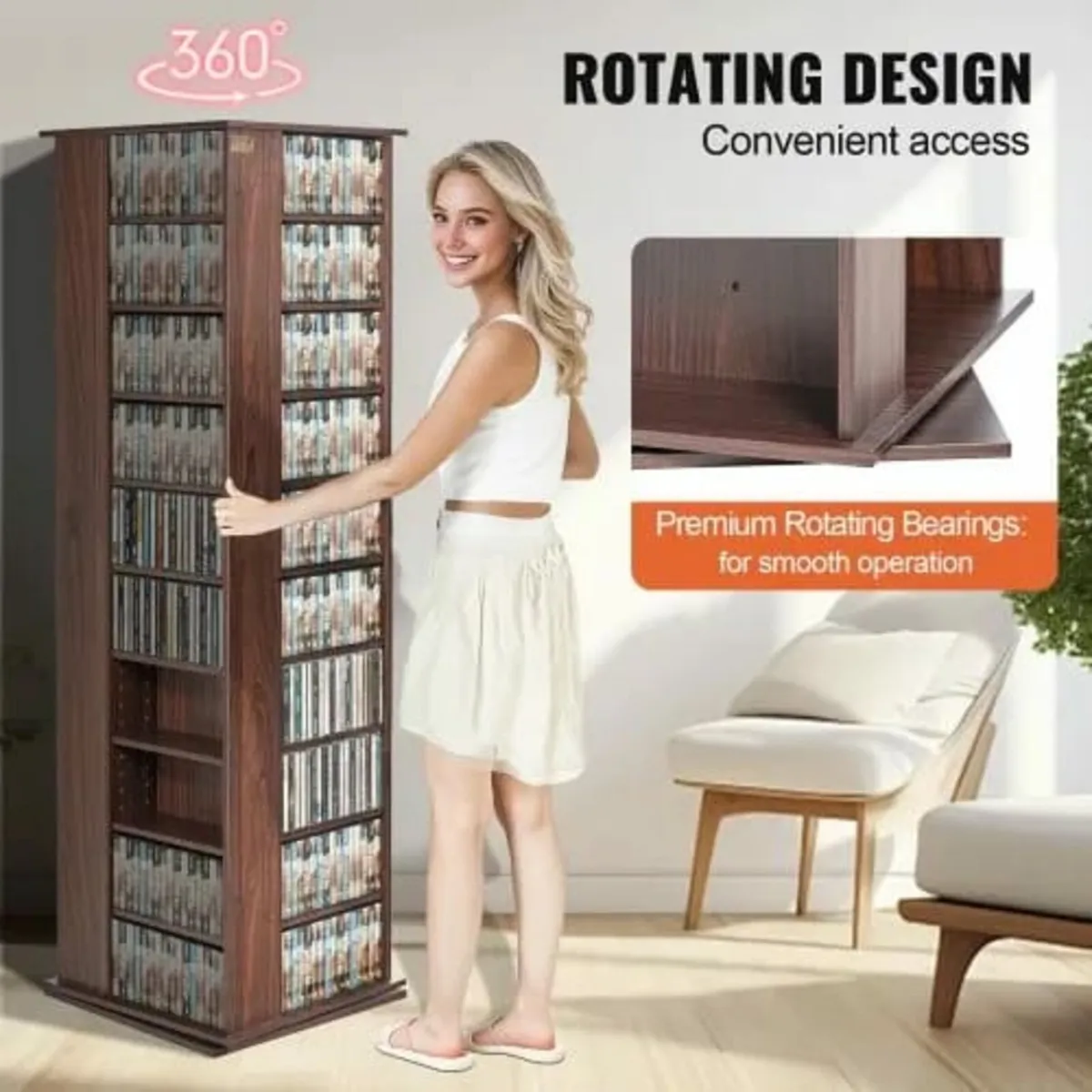 Media Storage Cabinet, Rotating Media Tower, Holds - Image 3