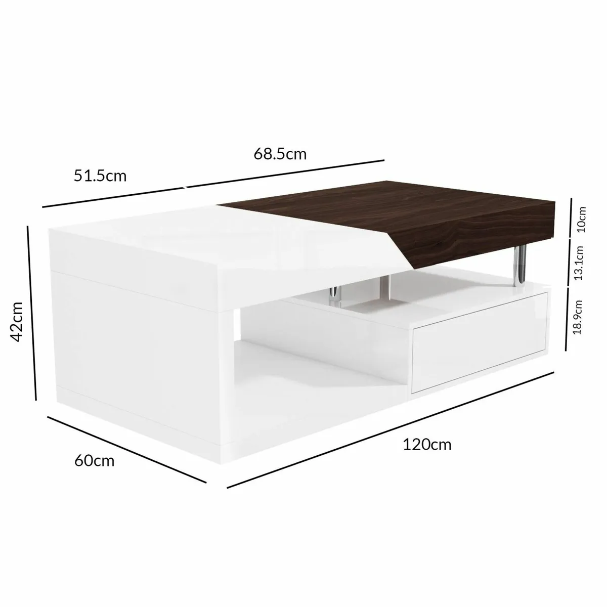 White Gloss & Walnut Coffee Table - Image 2