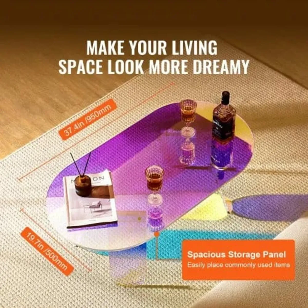 Acrylic Coffee Table, Iridescent Acrylic End Table - Image 2