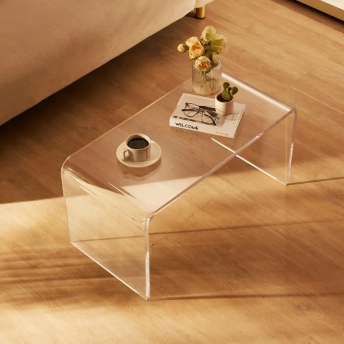 Acrylic Coffee Table, C-Shaped Clear Acrylic End T - Image 3
