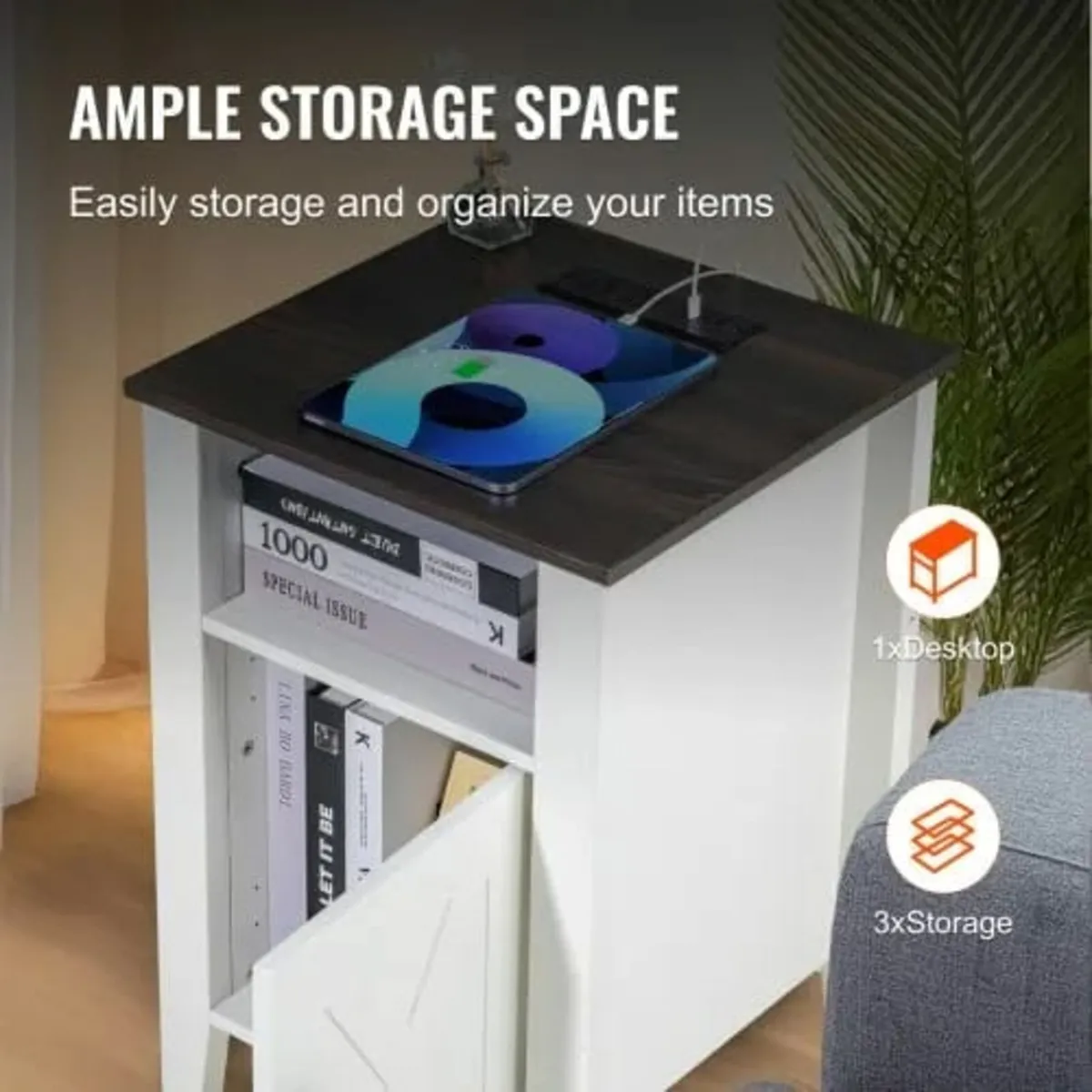 Farmhouse End Table, Set of 2, Square Night Stand - Image 3