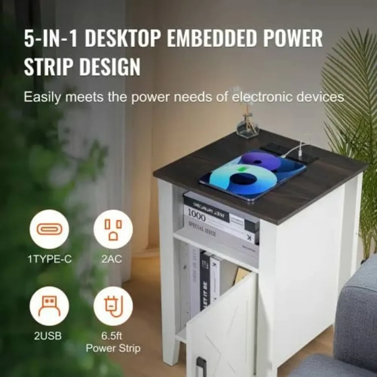 Farmhouse End Table, Set of 2, Square Night Stand - Image 4