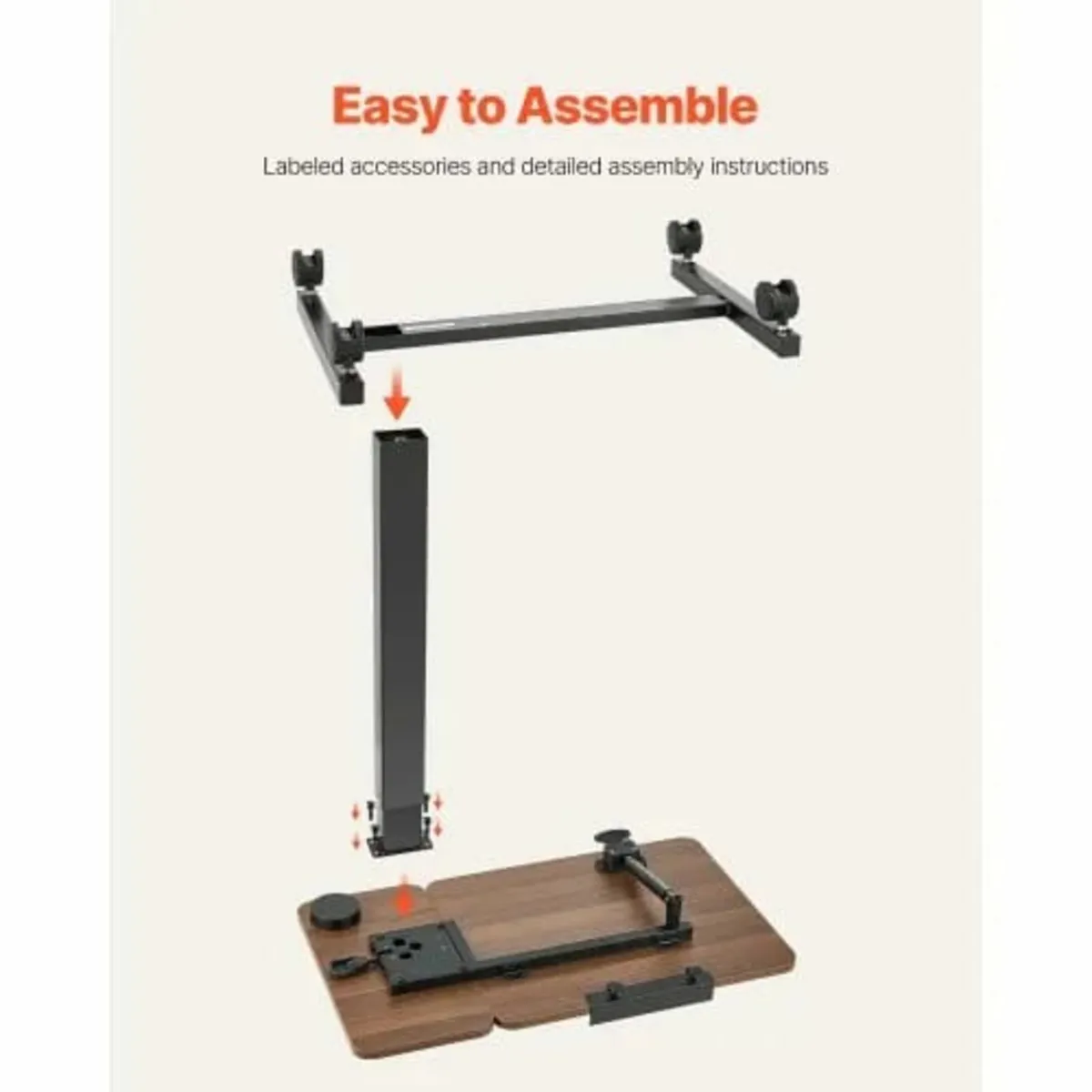 Overbed Table, Mobile Bed Side Table with Flip Des - Image 4