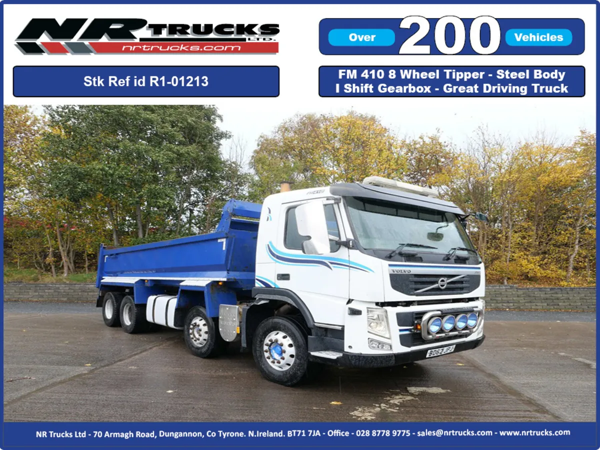 2012 Volvo FM 410 Day Cab 8x4 Steel Tipper Body - Image 1