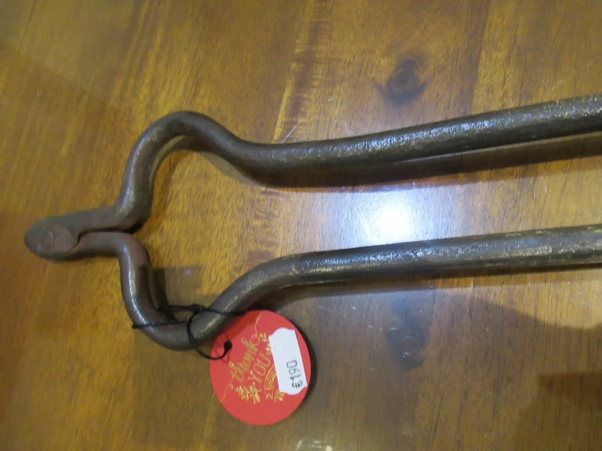 antique tongs fire iron cottage pub cave vintage - Image 1