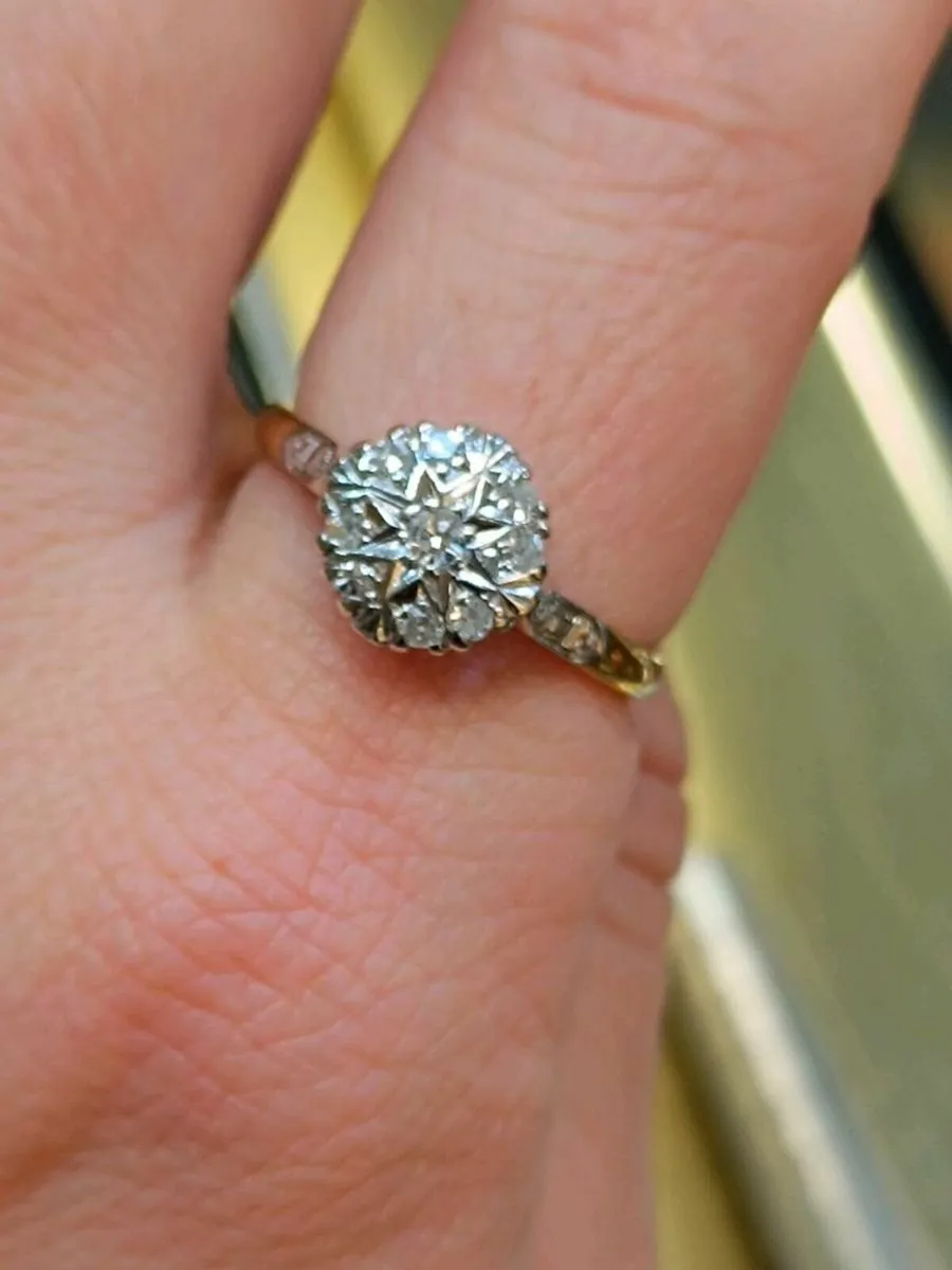 Vintage Diamond Ring, 18 K Gold & Platinum - Image 4