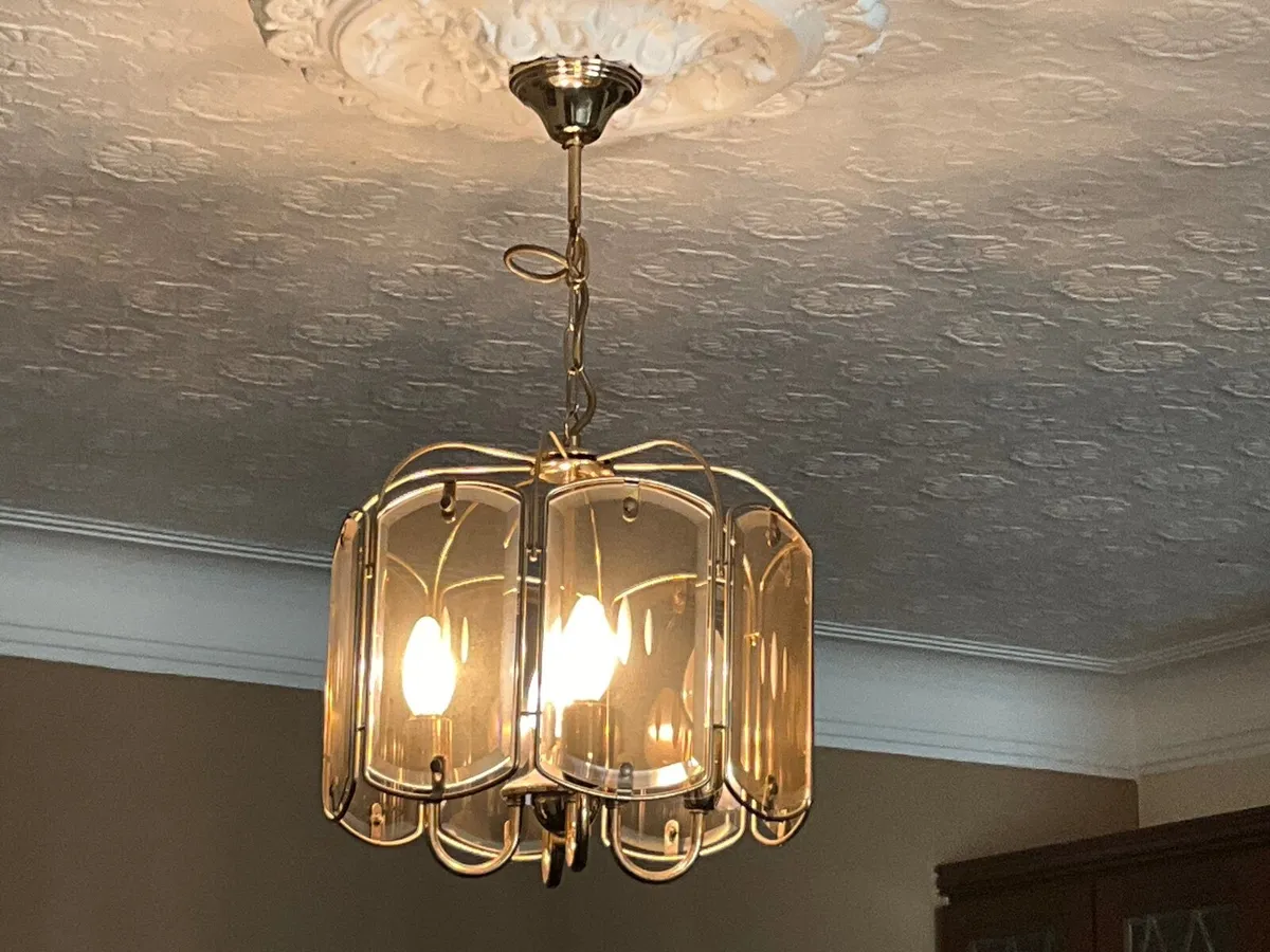 A pair of pendant rosette lights ++ - Image 1