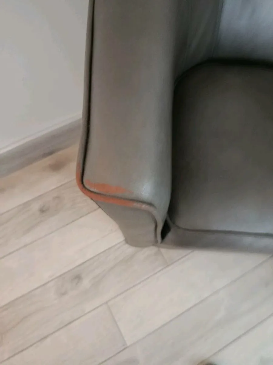 Grey Leather Tub Chair - Image 3