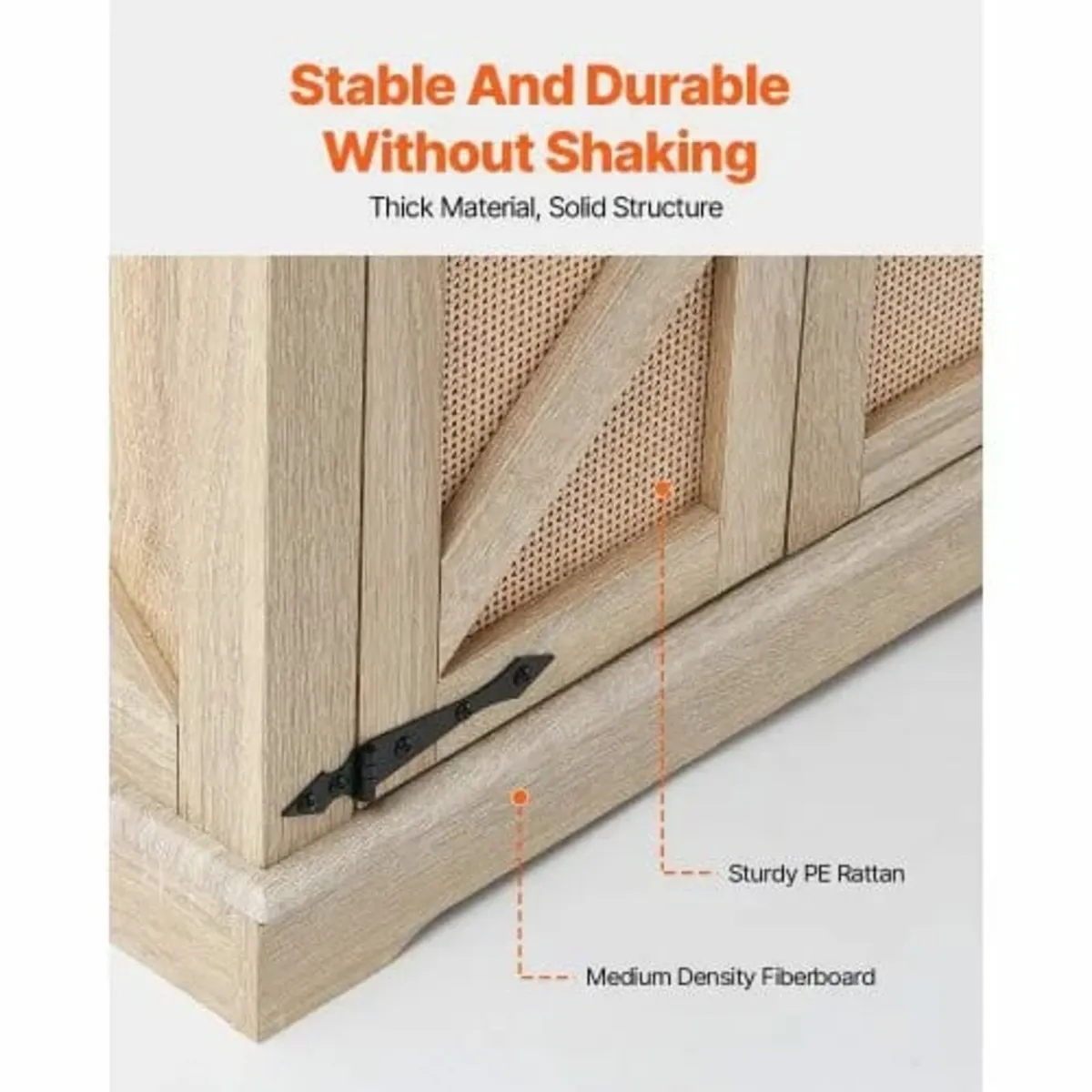 Farmhouse End Table, Rectangle PE Rattan Woven Woo - Image 4