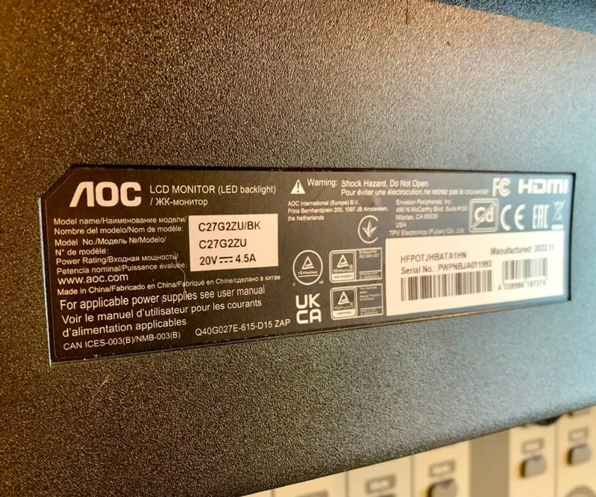 Aoc Gaming Monitor led c27g2zu/bk - Image 3