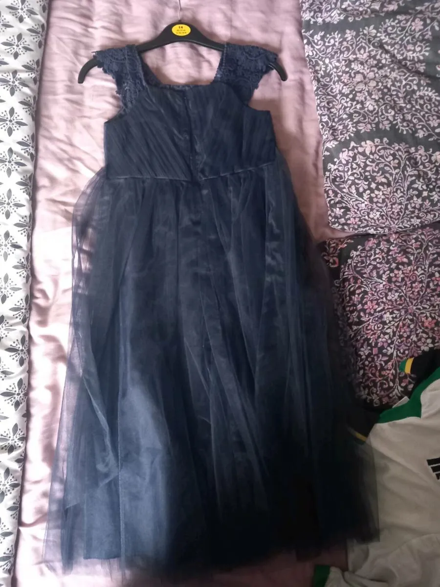 Girls navy dress - Image 4