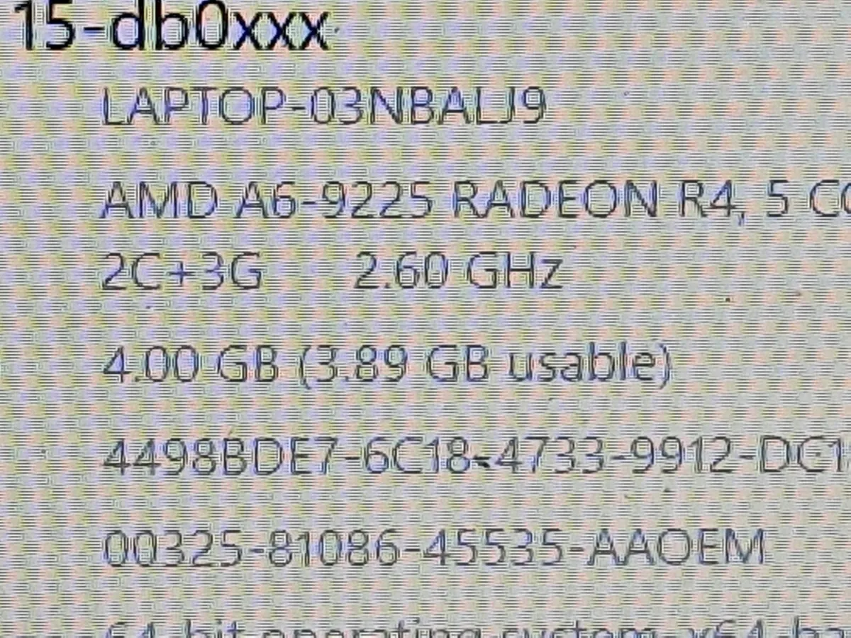 HP 15.6" Laptop, AMD A6-9225 Radeon R4, 5 4GB 1TB - Image 4