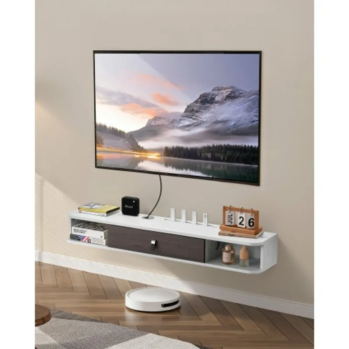 Floating TV Stand, 47 in Wall Mount Entertainment - Image 1