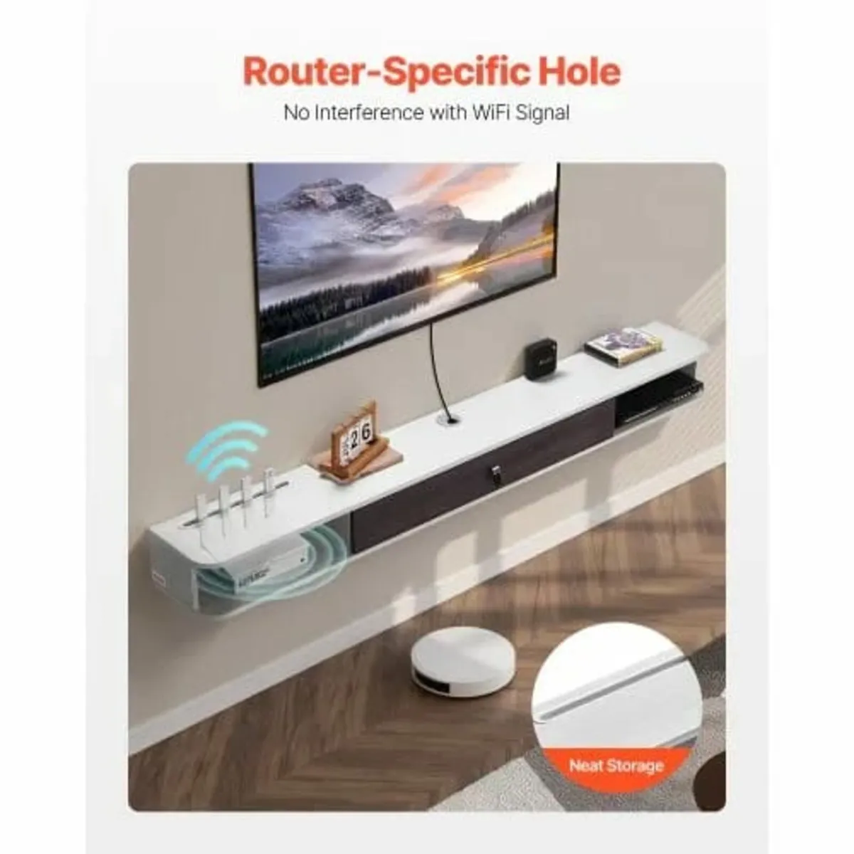 Floating TV Stand, 70 in Wall Mount Entertainment - Image 3