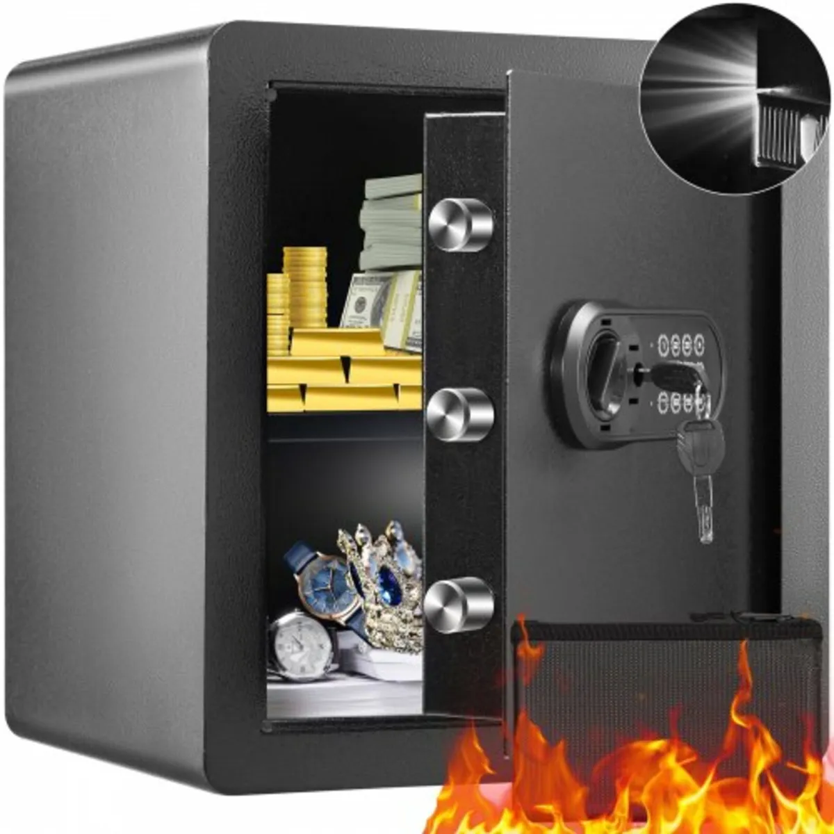 Safe, 51.0 L Home Safe, Steel Security Safe with D - Image 1