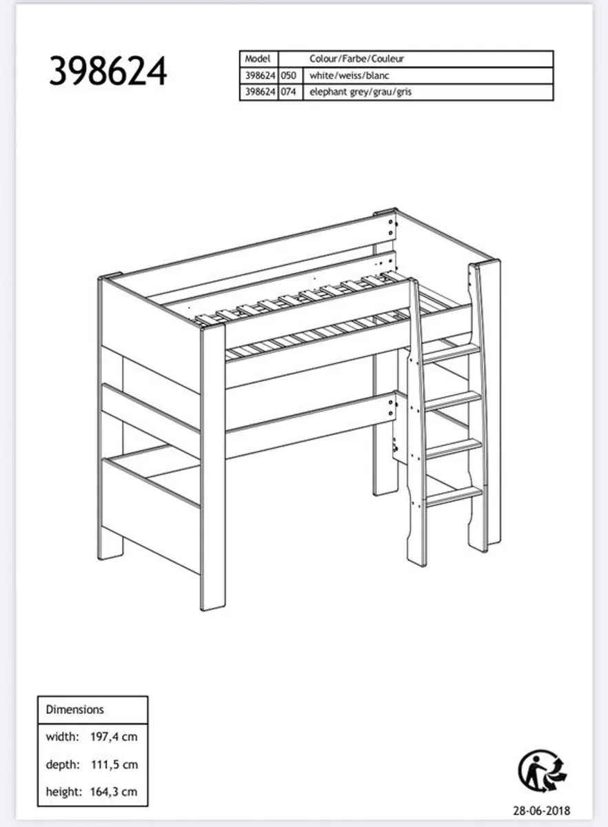 Bunkbeds - Memphis grey - High Sleeper (2nd hand) - Image 1