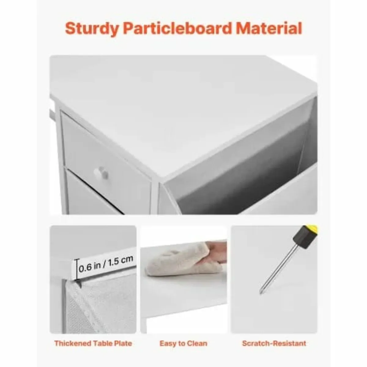 Computer Desk with Fabric Drawers, 120 cm Reversib - Image 3