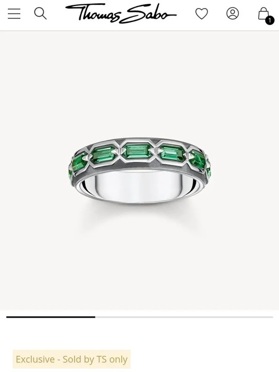 Thomas Sabo silver ring crocodile shell with green stones - Maynooth - Image 2