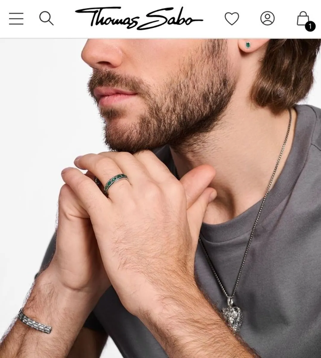 Thomas Sabo silver ring crocodile shell with green stones - Maynooth - Image 3