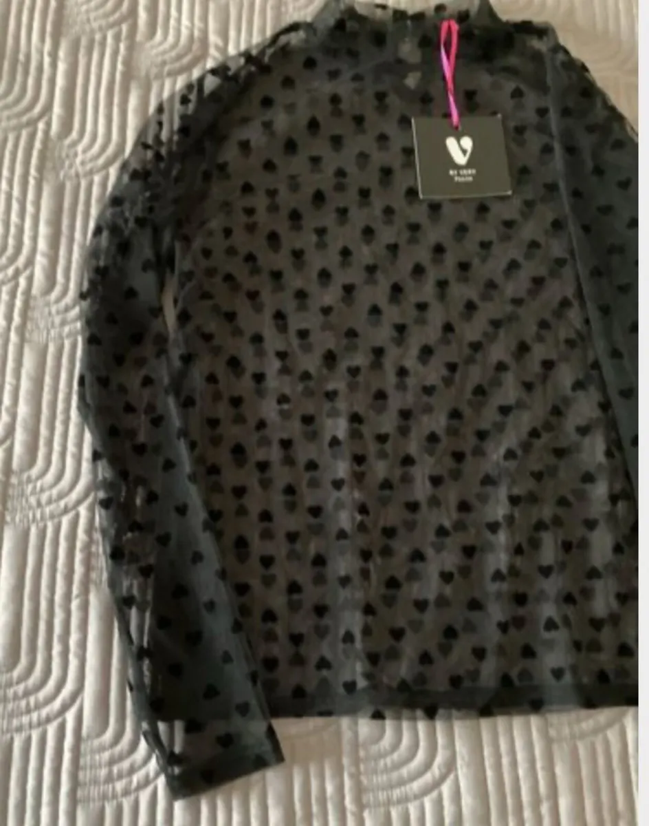 BY VERY Petite Black Chiffon Top Size 10 UK - Image 3