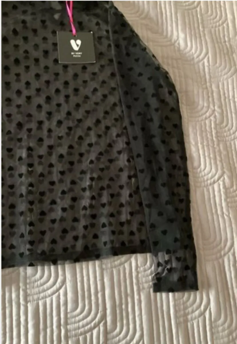 BY VERY Petite Black Chiffon Top Size 10 UK - Image 4