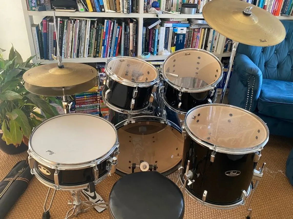 Pearl 7 pce Junior Drum Set - Black - Image 1