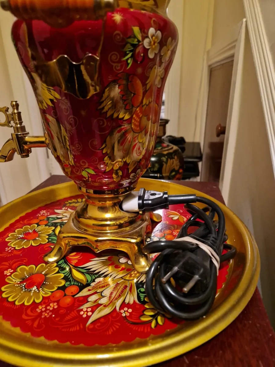 Decorative Samovar (Russian Electic Kettle)+ Tray - Image 2