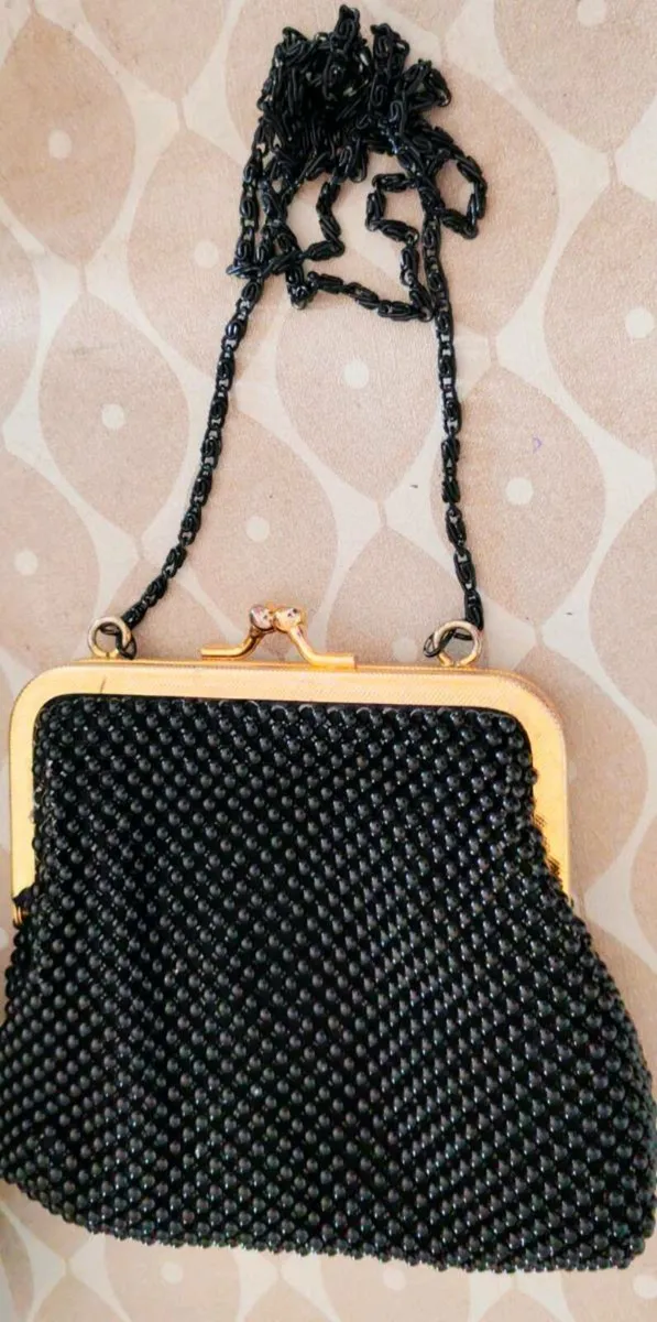 Retro black beaded bag - Image 1