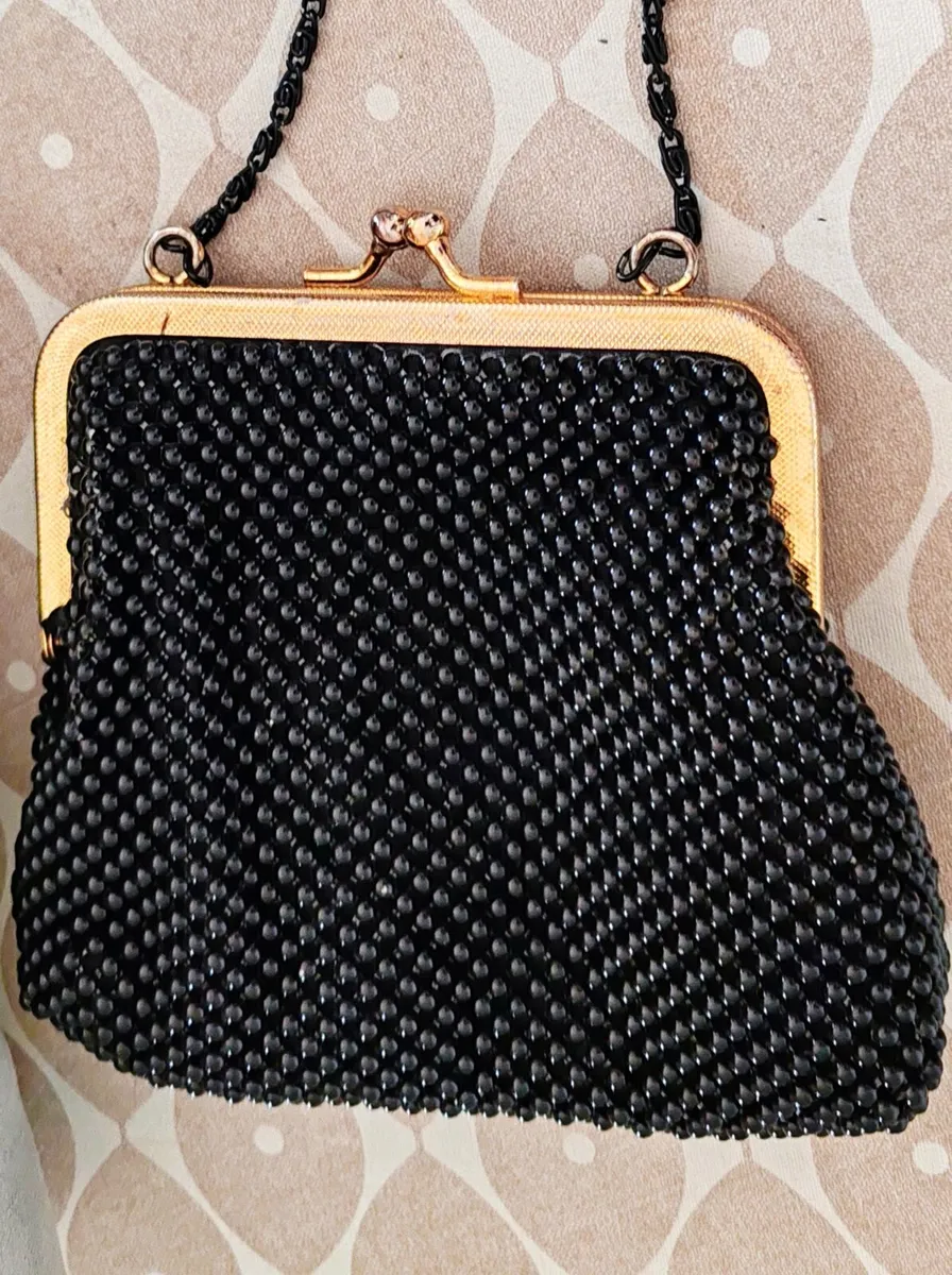 Retro black beaded bag - Image 2