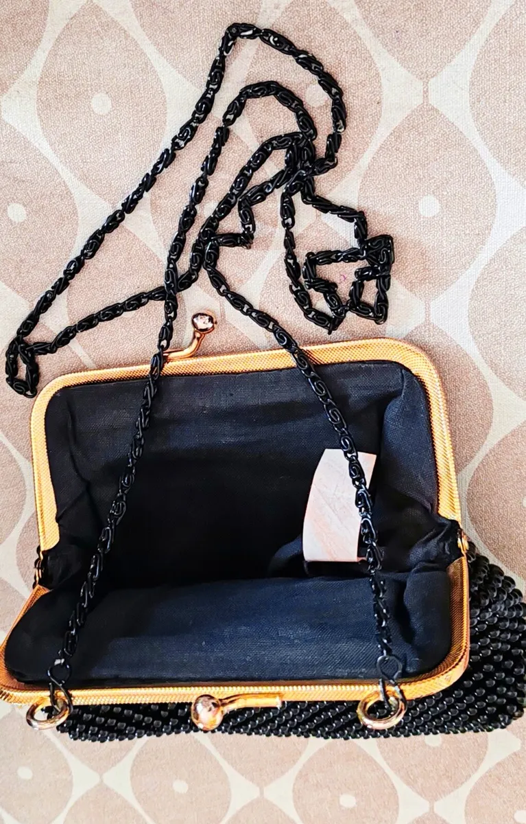 Retro black beaded bag - Image 4