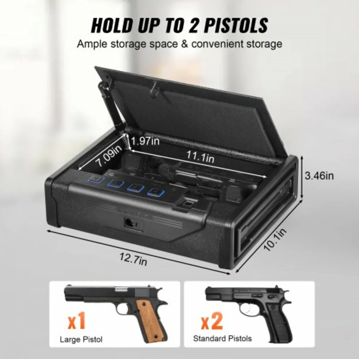 Gun Safe for Pistols Biometric Gun Safe with 3 Acc - Image 3