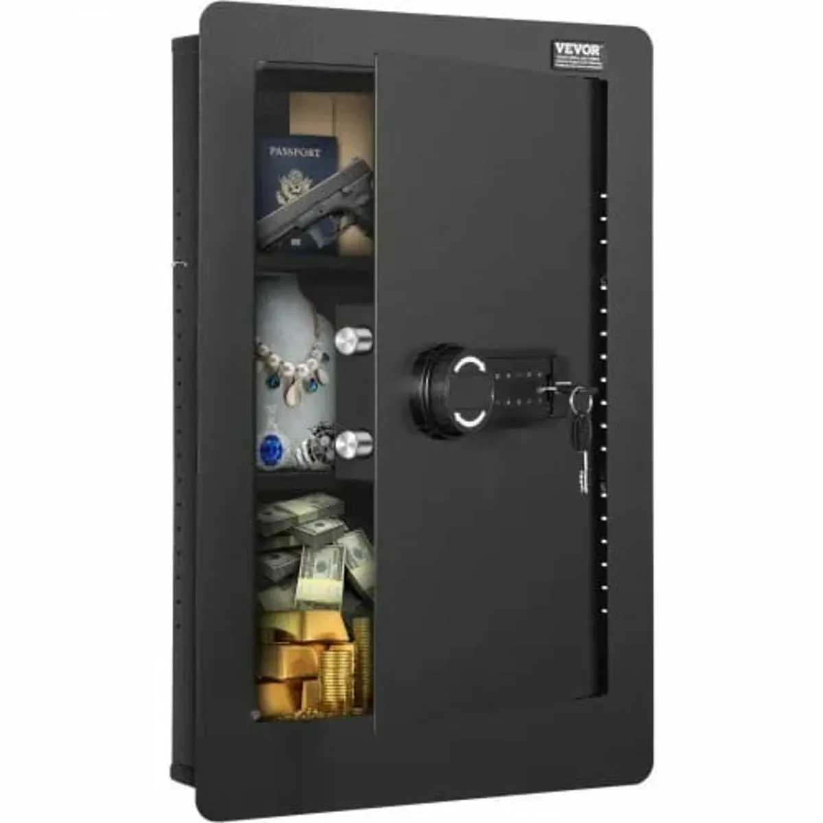 65 cm Tall Wall Safe 3-Tier Hidden Safe with Keypa - Image 1