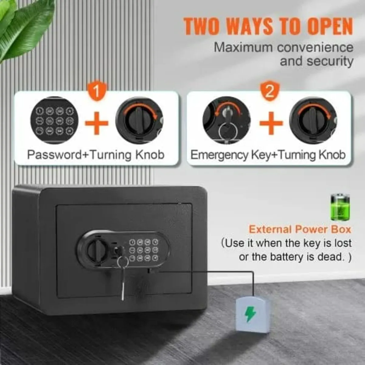 Safe, 14.2 L Home Safe, Steel Security Safe with D - Image 2