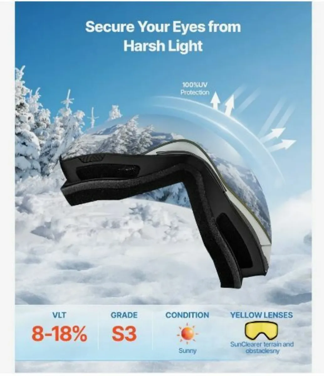Frameless Ski Goggles, Magnet Cylindrical Lens - Image 2