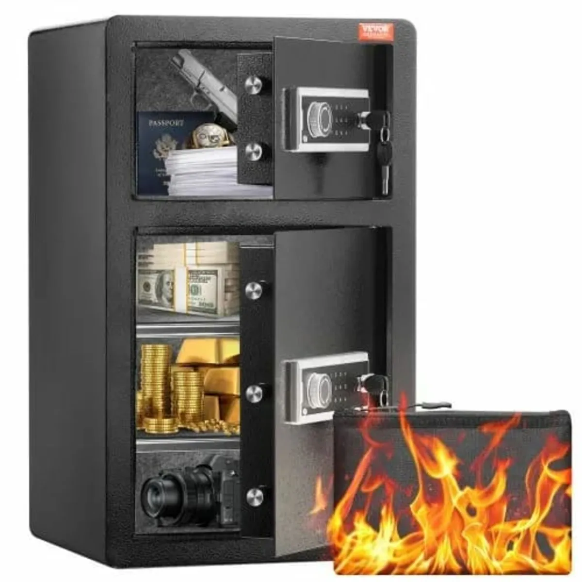 Double Doors 4.5 cu.ft Safe Box with Key Lock & Pa - Image 1