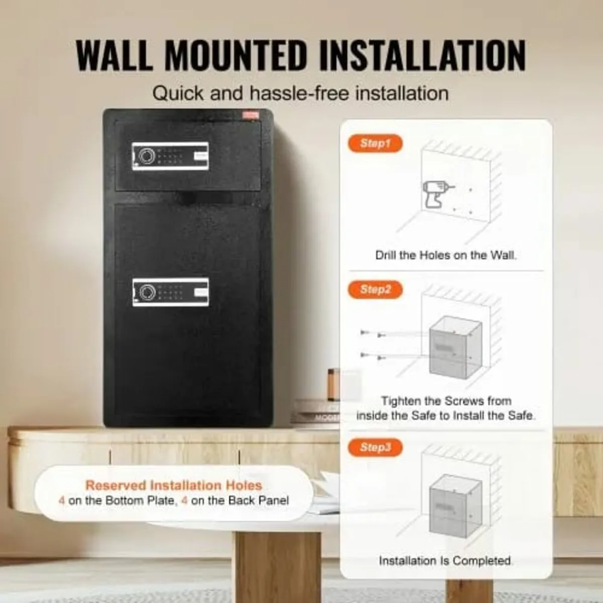 Double Doors 7.2 cu.ft Safe Box with Key Lock & Pa - Image 3
