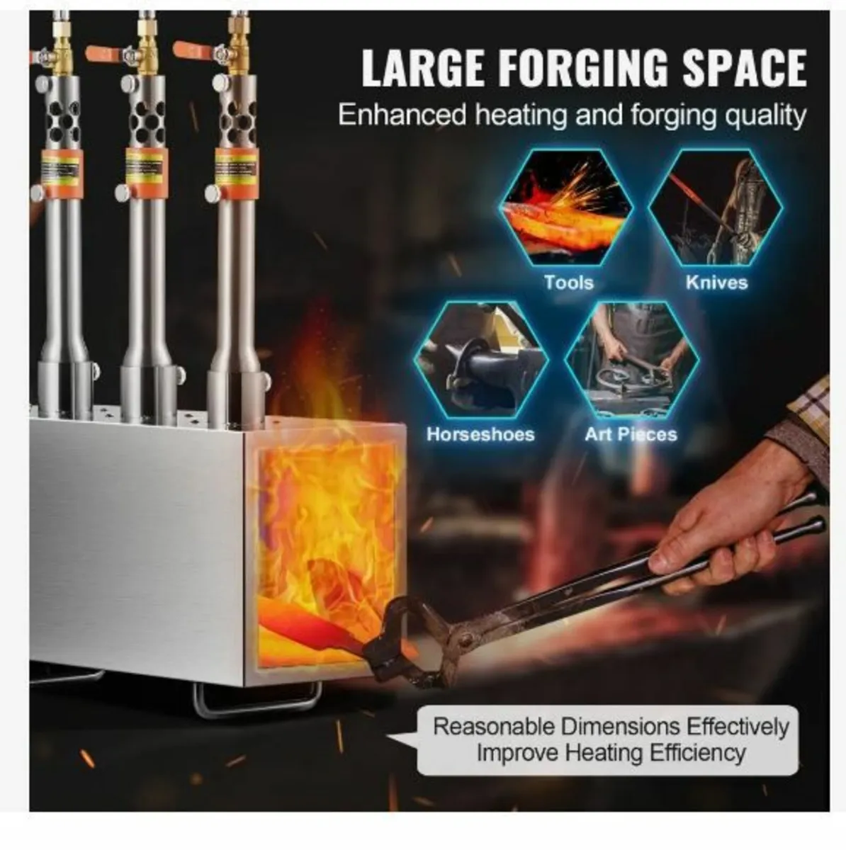Portable Propane Forge, 3 Burner Farrier Forge - Image 2