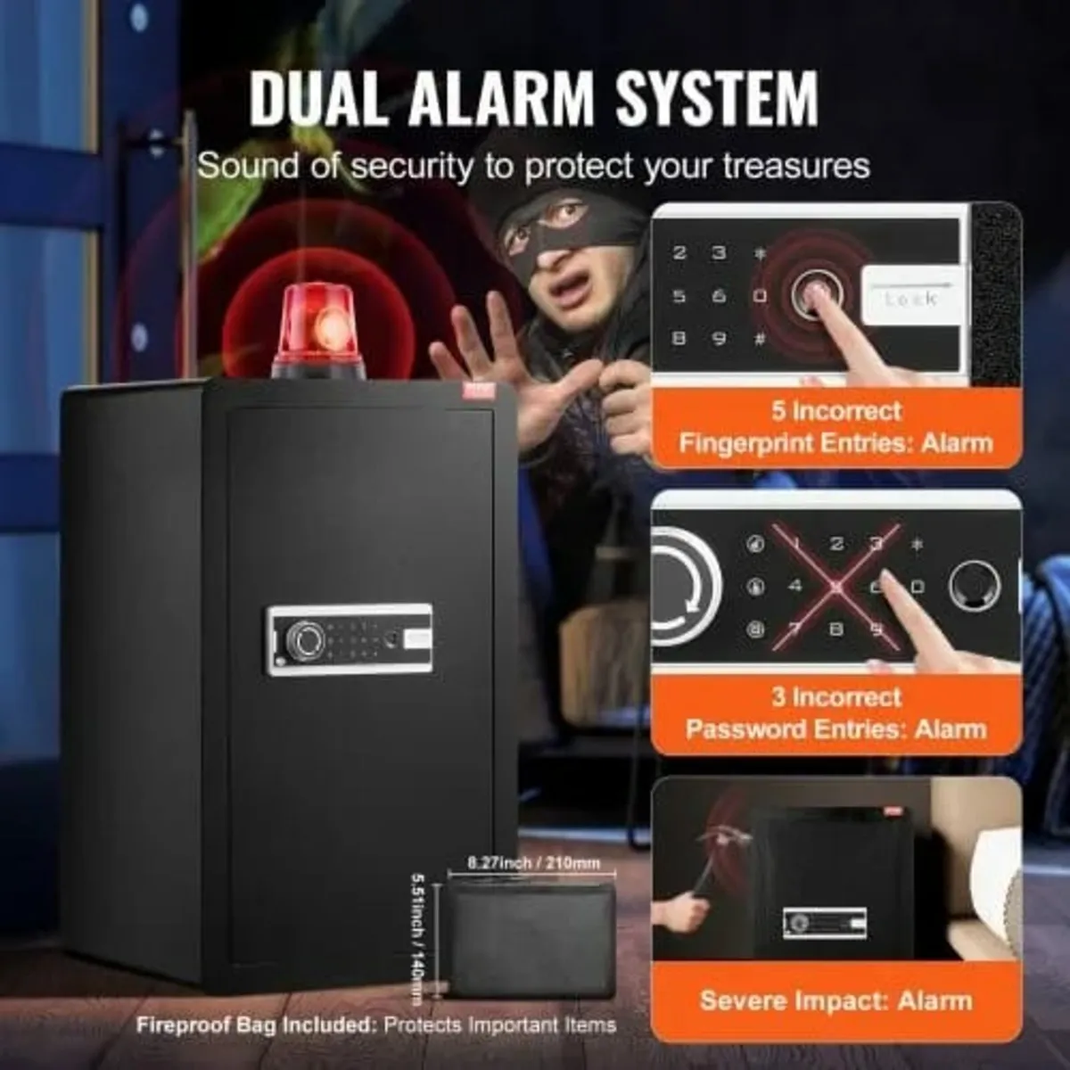 Single Door 4.0 cu.ft Safe Box with Key Lock, Pass - Image 4