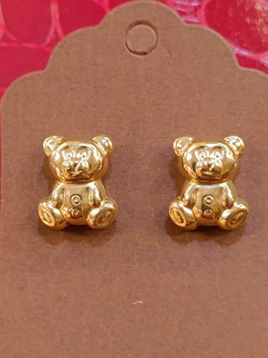 Teddy Bear Earrings, 18k Yellow Gold - Image 1