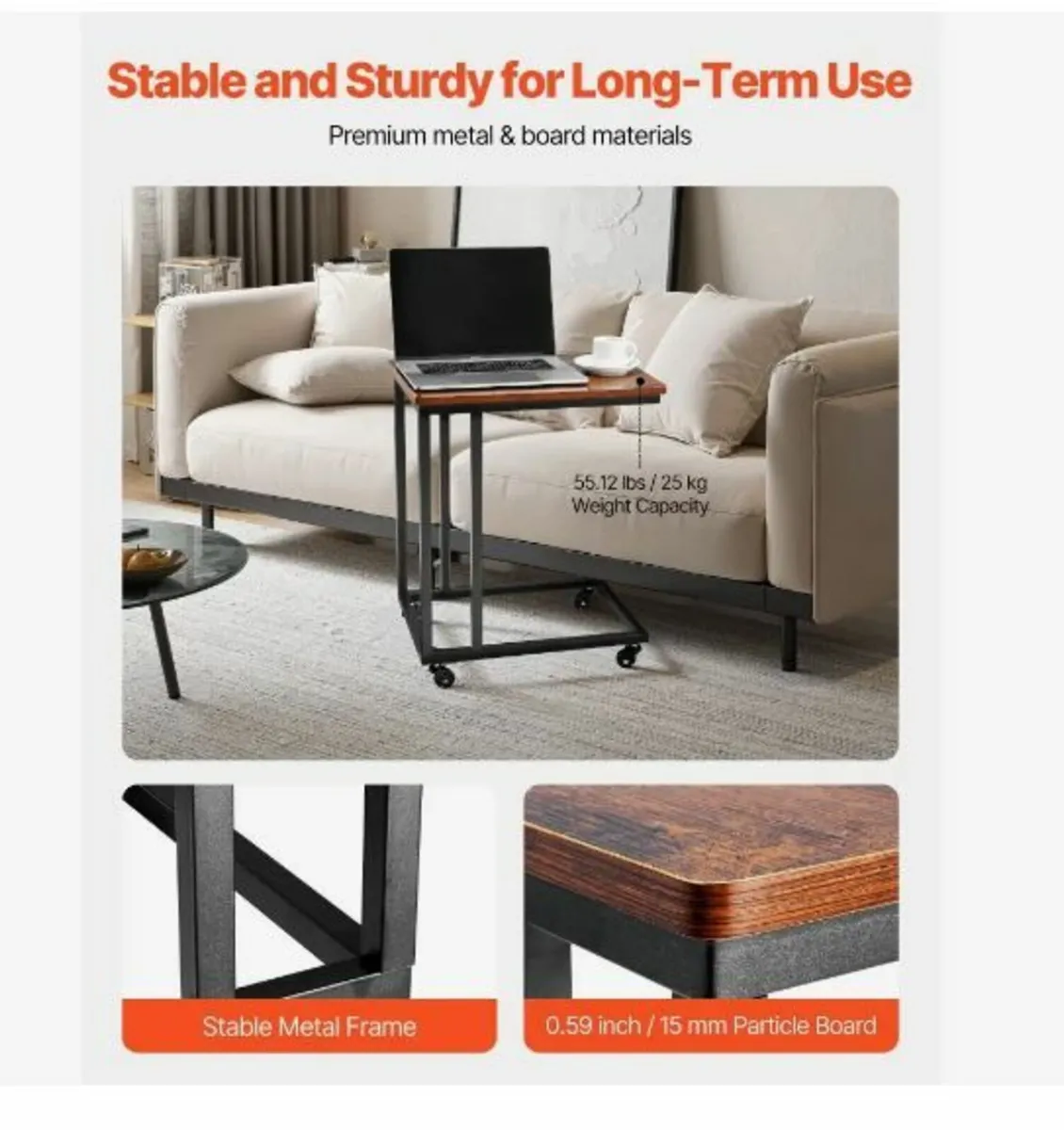 C Table, C Shaped Sofa Side Table - Image 2