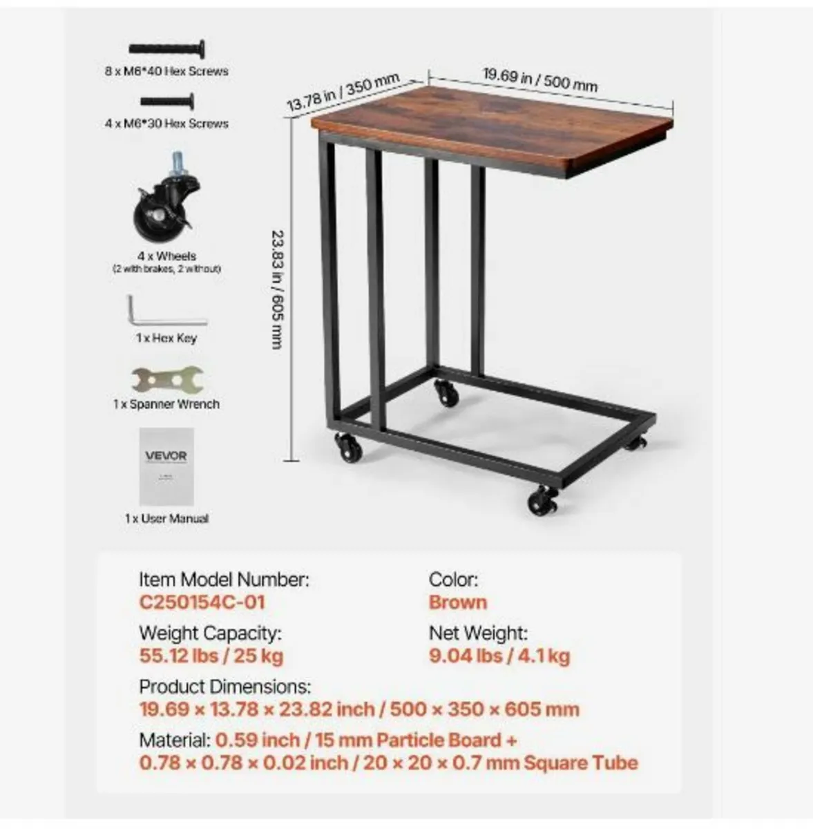 C Table, C Shaped Sofa Side Table - Image 4