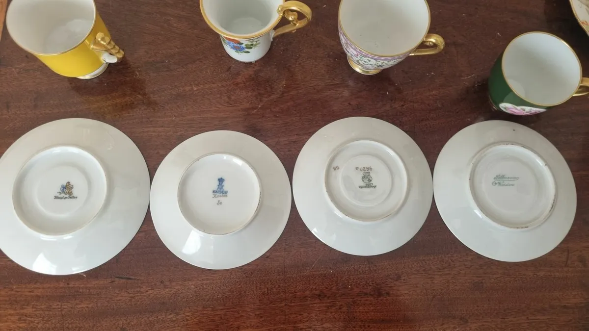 Antique China Coffee Cup Set - Image 3