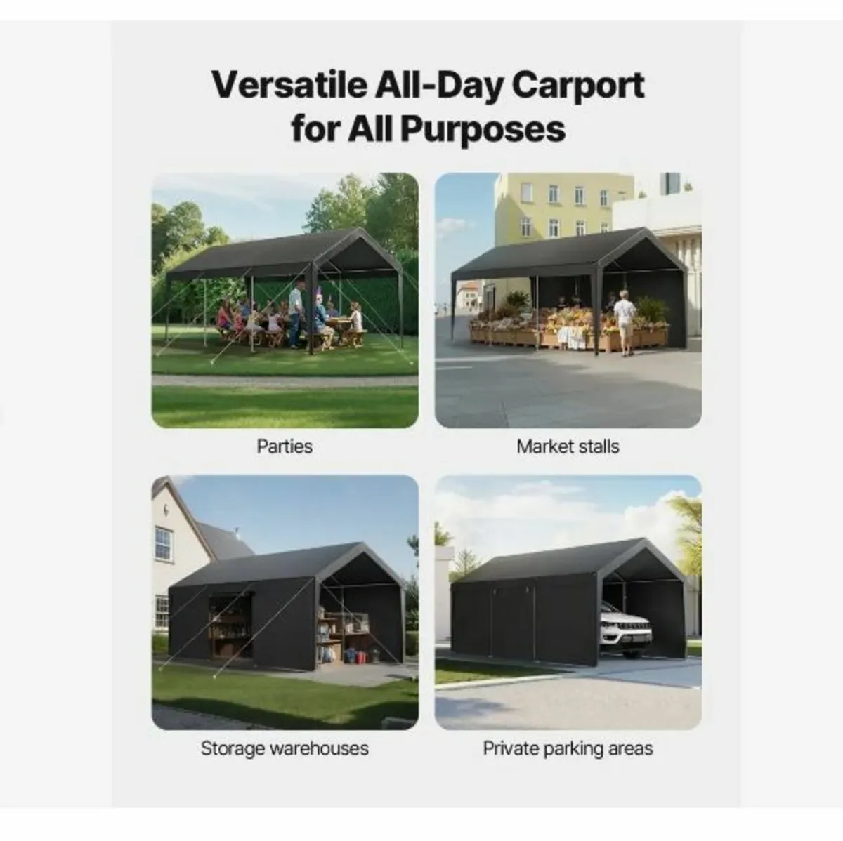 Carport, 12 x 20 FT Outdoor Car Canopy - Image 3