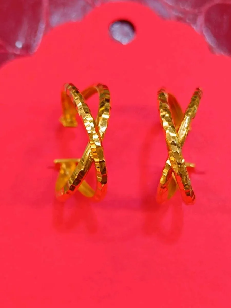 21 k Yellow Gold Earrings - Image 2
