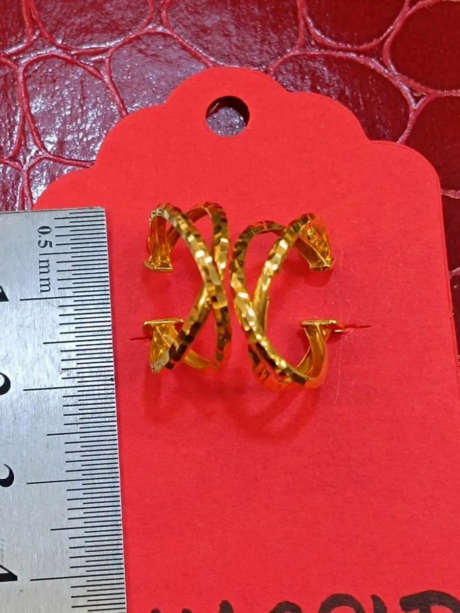 21 k Yellow Gold Earrings - Image 4