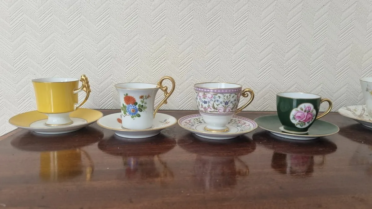 Antique China Coffee Cup Set - Image 1