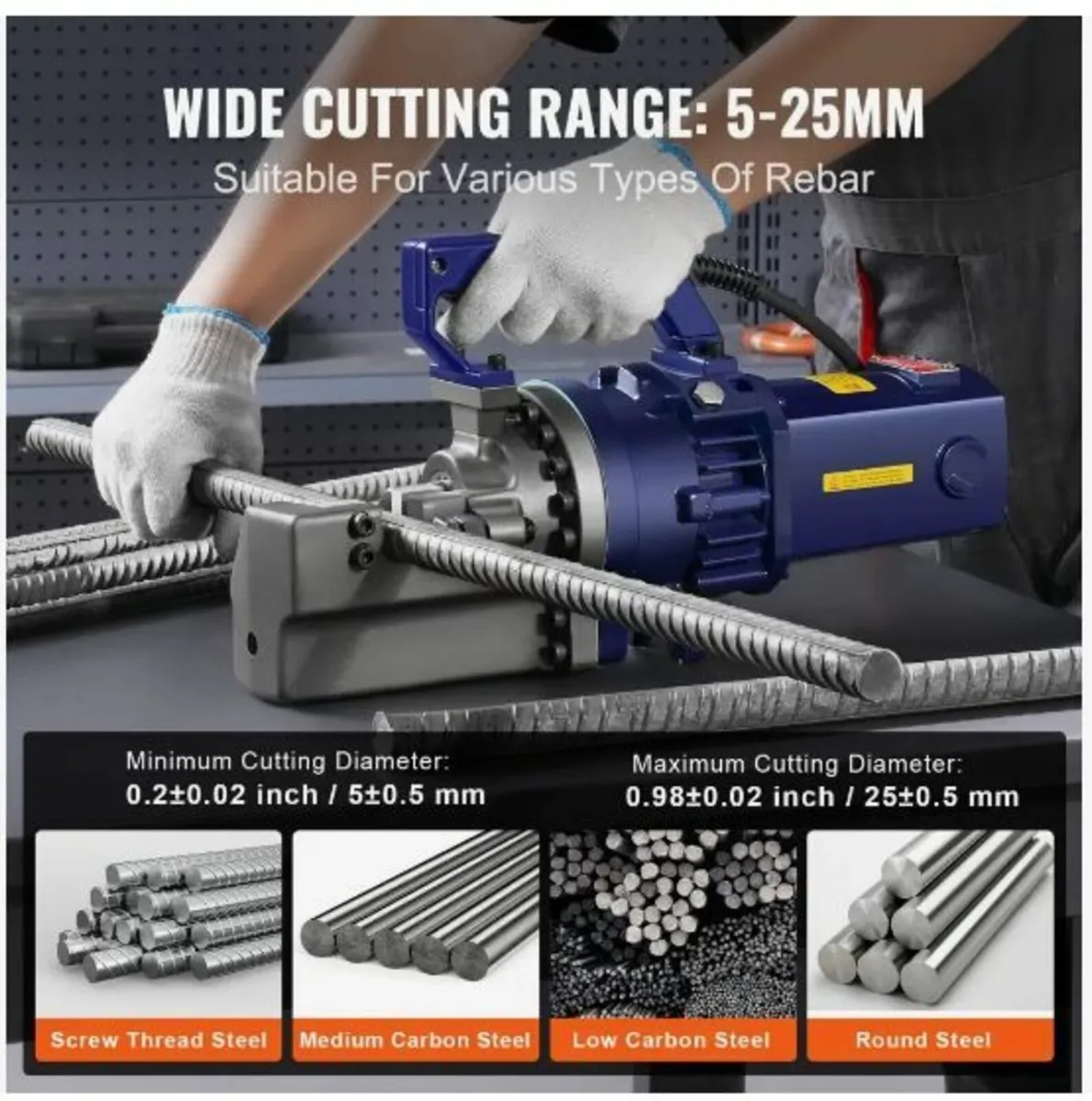 Electric Hydraulic Rebar Cutter, 1700W Portable - Image 2